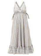 Matchesfashion.com Loup Charmant - Amalfi Cross-back Striped Cotton Dress - Womens - Beige Stripe