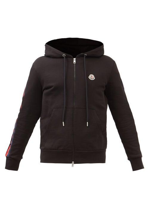 Moncler - Zipped Cotton-jersey Hooded Sweatshirt - Mens - Black