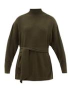 Matchesfashion.com Zimmermann - Espionage Belted Wool Blend Sweater - Womens - Dark Green
