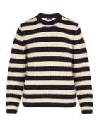 Matchesfashion.com Joseph - Striped Chunky Knit Wool Sweater - Mens - Navy Multi
