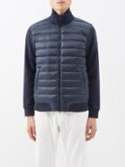 Herno - Contrast-sleeve Cotton-jersey Down Jacket - Mens - Navy