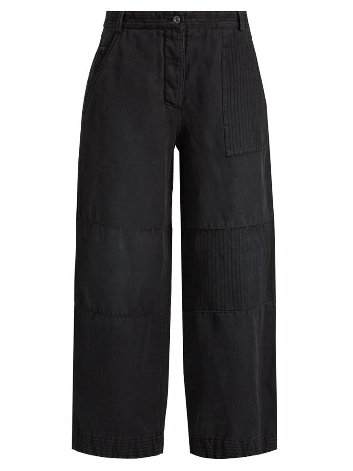 Burberry Washed Ramie-blend Cropped Wide-leg Trousers