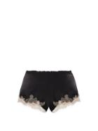 Ladies Lingerie Carine Gilson - Lace-trimmed Silk-satin Pyjama Shorts - Womens - Black