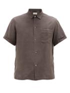 Matchesfashion.com Ditions M.r - Willy Short-sleeved Tencel Shirt - Mens - Dark Grey