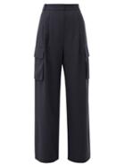 Matchesfashion.com Tibi - Crepe Wide-leg Cargo Trousers - Womens - Navy