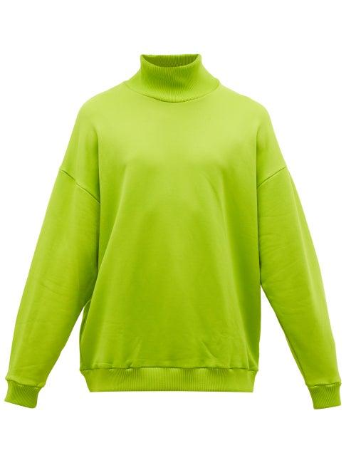 Matchesfashion.com Marques'almeida - High Neck Cotton Blend Jersey Sweatshirt - Mens - Green