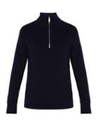 Matchesfashion.com Burberry - Knight Embroidered Half Zip Cashmere Sweater - Mens - Navy