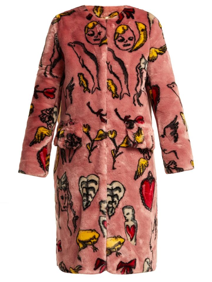 Shrimps Aidan Print Faux-fur Coat