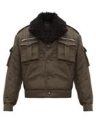 Matchesfashion.com Prada - Shearling Collar Nylon Flight Jacket - Mens - Khaki