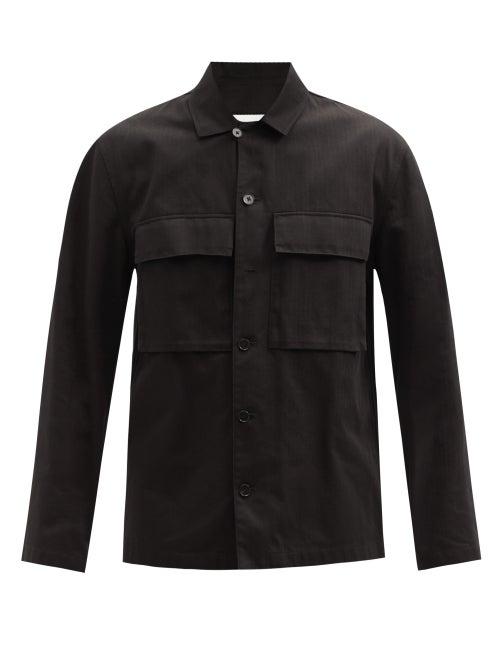 Matchesfashion.com Jil Sander - Patch-pocket Cotton Herringbone-twill Shirt - Mens - Black
