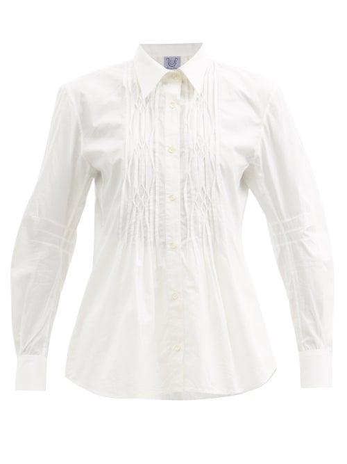 Matchesfashion.com Thierry Colson - Winston Smocked Cotton Shirt - Womens - White