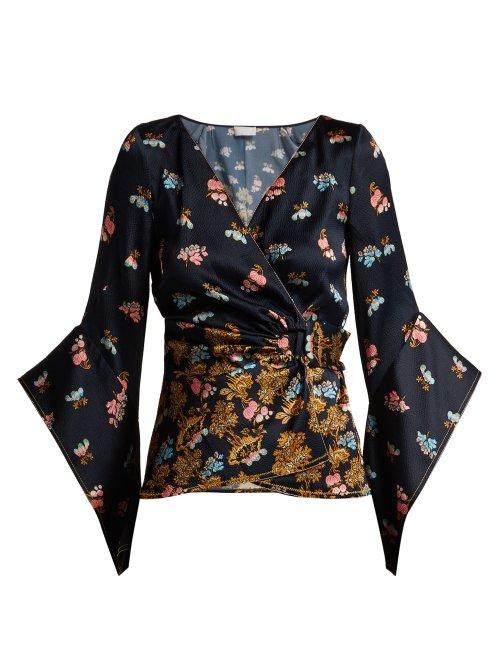 Matchesfashion.com Peter Pilotto - Fig Tree Print Silk Blouse - Womens - Blue
