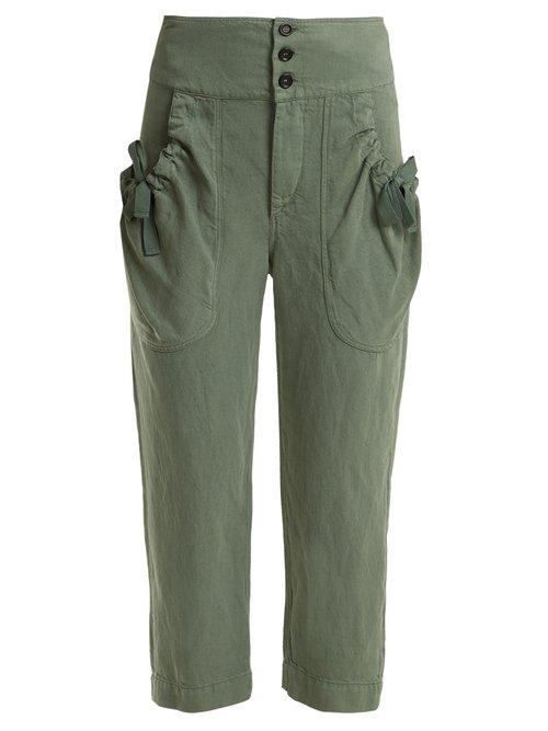 Matchesfashion.com Isabel Marant Toile - Weaver High Rise Cropped Trousers - Womens - Khaki