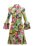 Matchesfashion.com La Doublej - Fancy Ruffle Trimmed Silk Dress - Womens - Multi