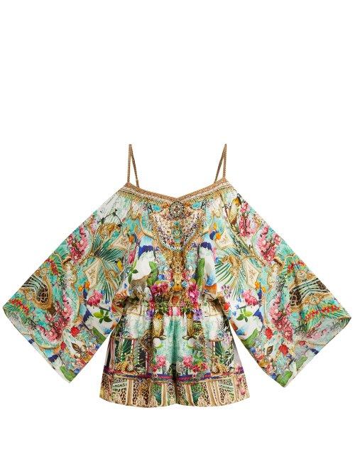 Matchesfashion.com Camilla - Champagne Coast Drop Shoulder Printed Playsuit - Womens - Multi