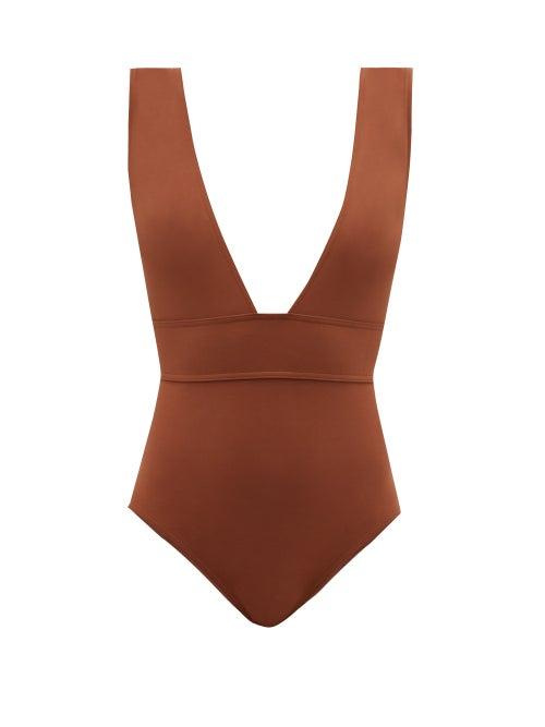 Matchesfashion.com Eres - Pigment Plunge-neck Swimsuit - Womens - Brown