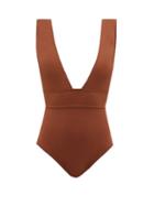 Matchesfashion.com Eres - Pigment Plunge-neck Swimsuit - Womens - Brown