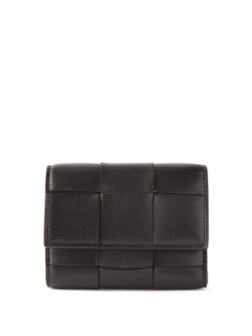 Bottega Veneta - Cassette Leather Trifold Wallet - Womens - Black