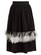 Matchesfashion.com Christopher Kane - Feather Embellished Wool Blend Midi Skirt - Womens - Black