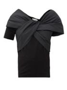 Matchesfashion.com Alexander Mcqueen - Taffeta-bow Cotton-jersey Top - Womens - Black
