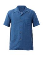 Matchesfashion.com 120% Lino - Linen Bowling Shirt - Mens - Navy