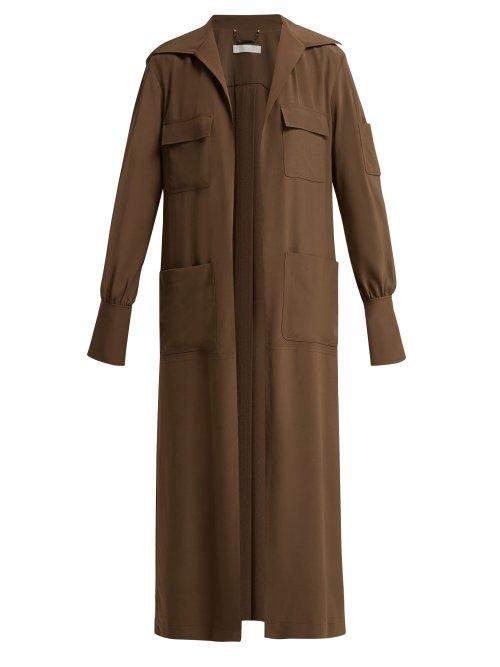 Matchesfashion.com Chlo - Patch Pocket Silk Coat - Womens - Dark Brown