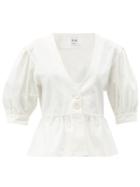 Matchesfashion.com Sir - Martine Peplum Linen-blend Top - Womens - Ivory