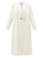 Fendi - Oblique-front Belted Wool-blend Coat - Womens - Ivory