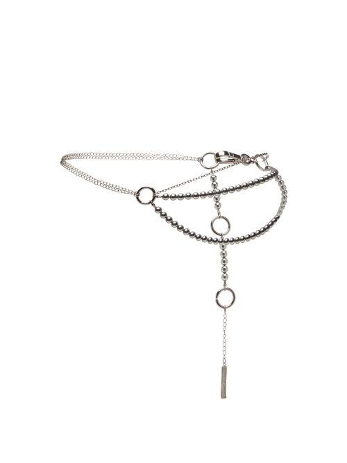 Matchesfashion.com Marine Serre - Logo-engraved Beaded Chain Belt - Womens - Black