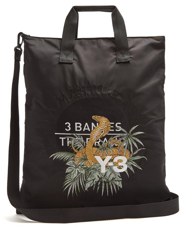 Y-3 Snake-embroidered Canvas Tote Bag