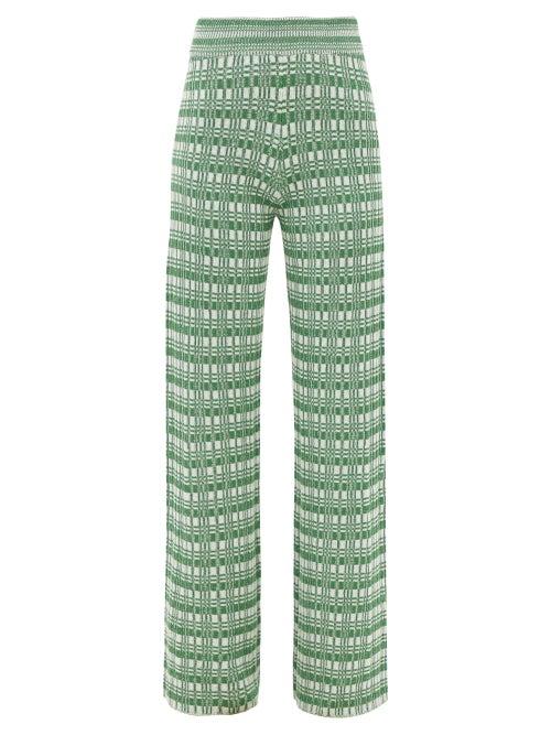 Cordova - The Chalet Checked Knit Merino Trousers - Womens - Green