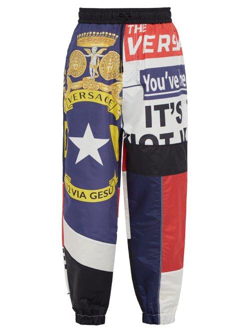 Matchesfashion.com Versace - Logo Print Panelled Track Pants - Mens - Multi