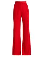 Matchesfashion.com Khaite - Harriet Wide Leg Flared Crepe Trousers - Womens - Red
