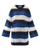 Matchesfashion.com Christopher Kane - Striped Oversized Mohair-blend Sweater - Womens - Blue Multi