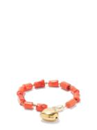 Timeless Pearly - Beaded 24kt Gold-plated Necklace - Womens - Coral