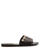 Matchesfashion.com Ancient Greek Sandals - Taygete Shell Embellished Leather Slides - Womens - Black Multi