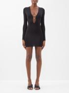 Louisa Ballou - Helios Plunge-front Jersey Mini Dress - Womens - Black