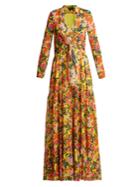 Saloni Alexia Floral-print Tie-front Silk Dress