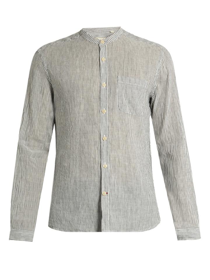 Oliver Spencer Grandad-collar Linen-blend Shirt