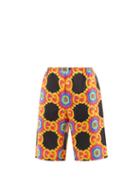 Gucci - Gg-print Silk-twill Shorts - Mens - Black Orange