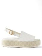 Gucci - Angelina Gg-jacquard Flatform Sandals - Womens - White Print