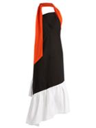 Isa Arfen Halterneck-knot Asymmetric Stretch-cotton Dress