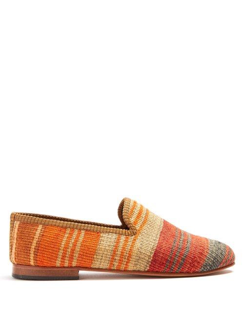 Matchesfashion.com Artemis Design Shoes - Striped Patterned Woven Kilim And Leather Loafers - Mens - Multi