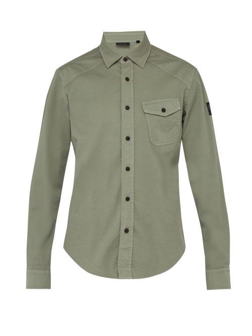 Matchesfashion.com Belstaff - Steadway Stretch Cotton Twill Shirt - Mens - Green