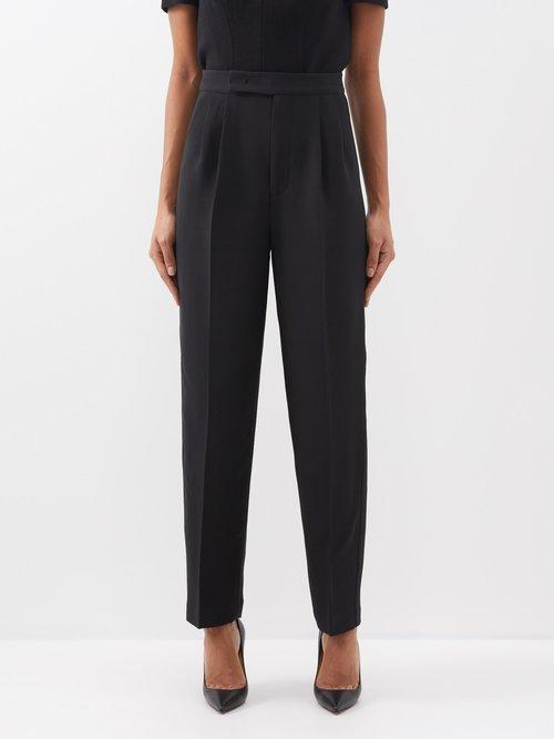 Roland Mouret - Straight-leg Wool-blend Crepe Tailored Trousers - Womens - Black