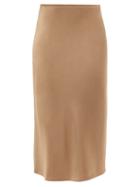 Matchesfashion.com Joseph - Isaak Silk-satin Skirt - Womens - Camel