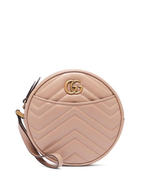 Matchesfashion.com Gucci - Gg Marmont Circular Leather Wristlet Pouch - Womens - Nude