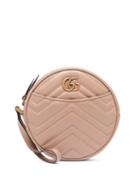 Matchesfashion.com Gucci - Gg Marmont Circular Leather Wristlet Pouch - Womens - Nude