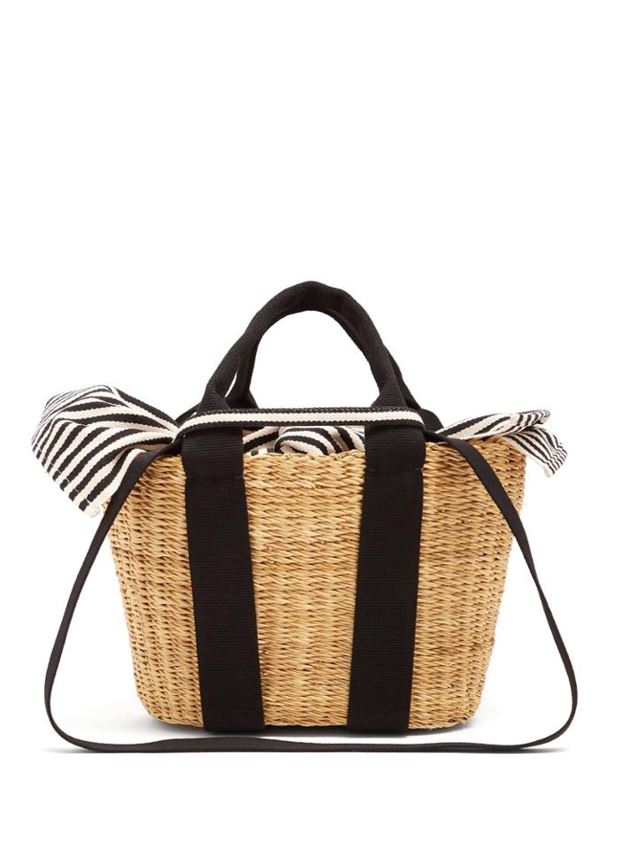 Muuñ Caba Mini Canvas And Woven-straw Tote