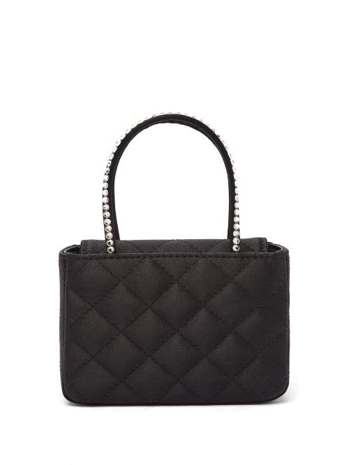 Amina Muaddi - Super Amini Betty Crystal-handle Satin Box Bag - Womens - Black